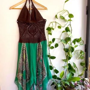 BCBG crochet scarf hem dress